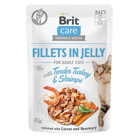 Kapsa Brit Care Cat Fillets in Jelly 85g with Tender Turkey & Shrimps (CZ)