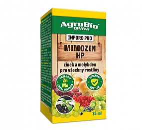Agrobio Inporo Pro Mimozin HP 25ml přírodní přípravek s obsahem zinku, molybdenu a výtažku citlivky proti padlí, plísni šedé, skvrnitosti, antraknóze, hlízence