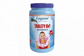 Laguna tablety 6v1 MINI 1kg pro celosezónní údržbu vody v bazénu, proti řasám, nečistotám, chloru, tvrdosti, kalu