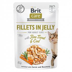 Kapsa Brit Care Cat Fillets in Jelly 85g with Fine Trout & Cod (DE,EL,ES,FR,IT,HE,HR,LT,SR)
