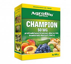 Agrobio Champion 50WP 4x100g na choroby rajčat, brambor, broskvoní, cibule, česneku, hrušní, jabloní, meruňky