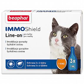 Kapky Beaphar line-on Immo Shield 3x 3ml pro kočky ze silikonového oleje